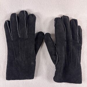 Vintage Isotoner Leather Gloves XL Sherpa Lined Black Warm Soft